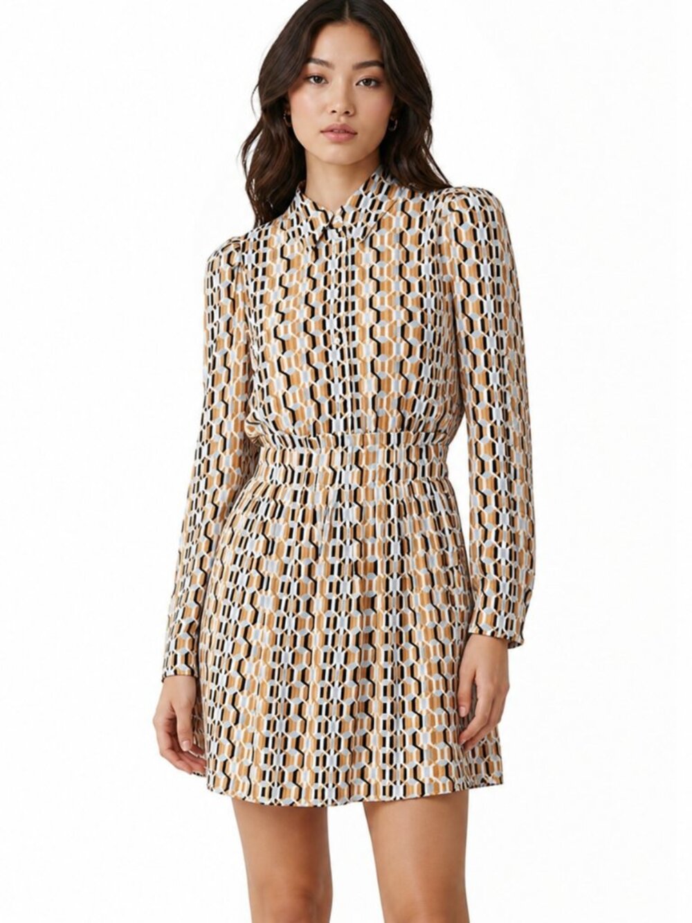 Maje Rikole Pleated Crepe De Chine Mini Shirt Dress